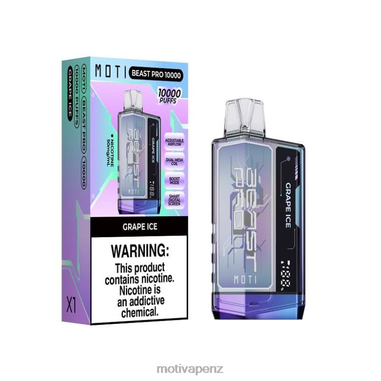 MOTI Vape Amazon - MOTI Beast Pro Disposable Vape (5%, 10000 Puffs) Grape Ice 04XNH45
