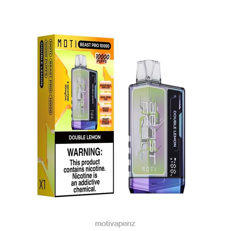 MOTI Vape Kit NZ - MOTI Beast Pro Disposable Vape (5%, 10000 Puffs) Double Lemon 04XNH43