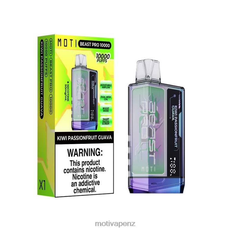 MOTI Vape NZ - MOTI Beast Pro Disposable Vape (5%, 10000 Puffs) Kiwi Passionfruit Guava 04XNH46