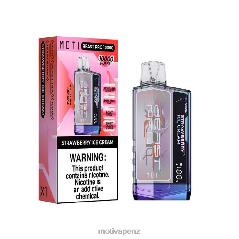 MOTI Vape Near Me - MOTI Beast Pro Disposable Vape (5%, 10000 Puffs) Strawberry Ice Cream 04XNH50
