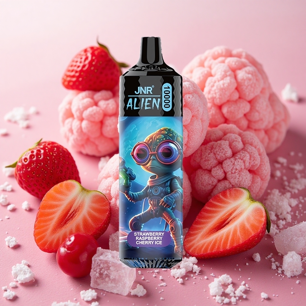 JNR Alien 10000 Puffs LED RGB lights Strawberry Raspberry Cherry Ice