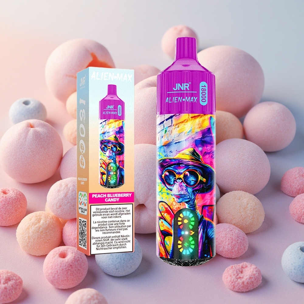 JNR Alien Max 18000 Puffs Dual Mesh Coil 28ml E-liquid Peach Blueberry Candy