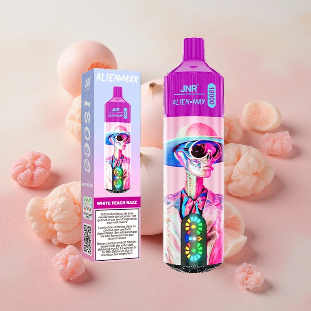 JNR Alien Max 18000 Puffs Dual Mesh Coil 28ml E-liquid White Peach Razz