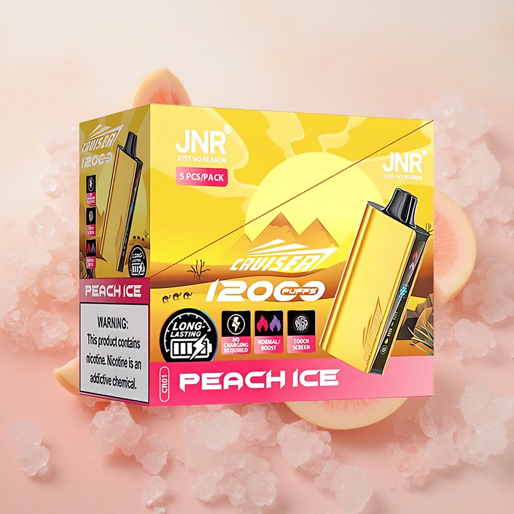 JNR Cruiser 12000 Puffs Built-in Battery Animation Screen Peach Ice