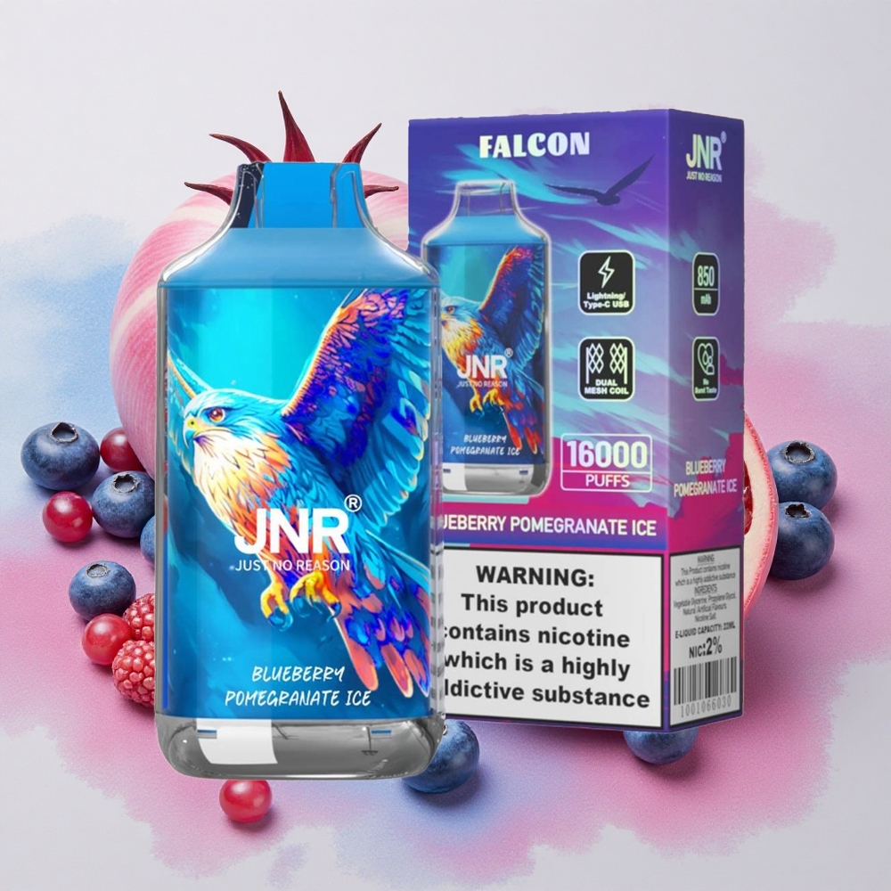 JNR Falcon 16000 Puffs 22ml E-liquid Capacity Dual Mesh Coil Blueberry Pomegranate Ice