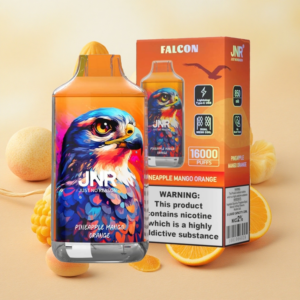 JNR Falcon 16000 Puffs Dual Mesh Coil 22ml E-liquid Capacity Pineapple Mango Orange
