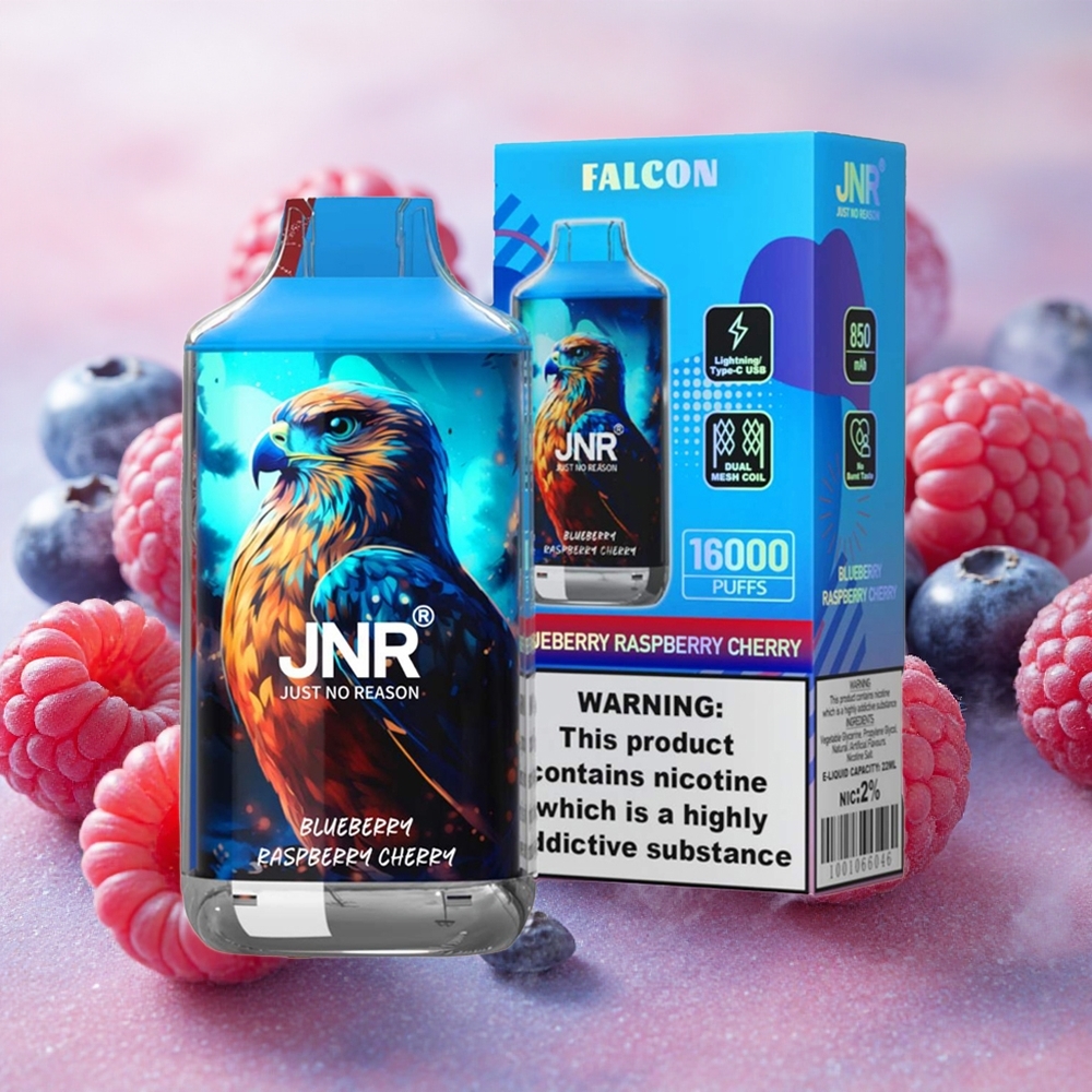 JNR Falcon 16000 Puffs Dual Mesh Coil Blueberry Raspberry Cherry