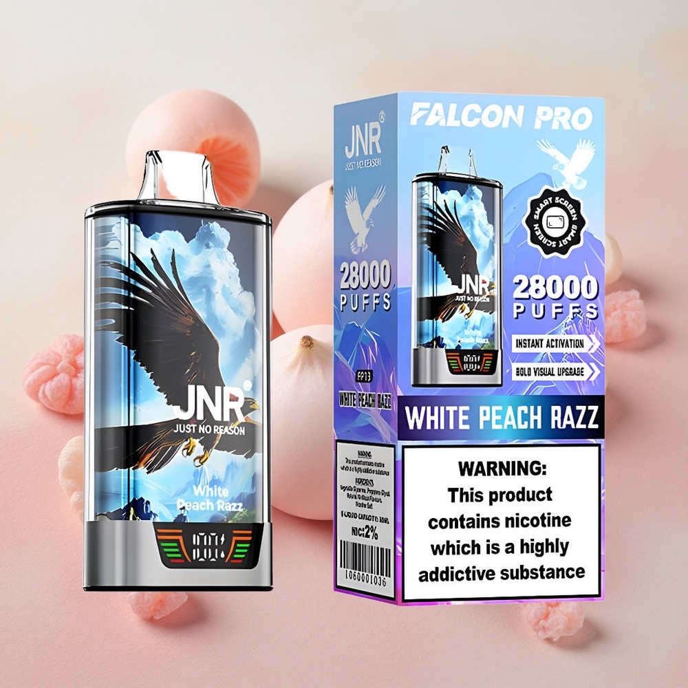JNR Falcon Pro 28000 30ml 950mAh Battery White Peach Razz