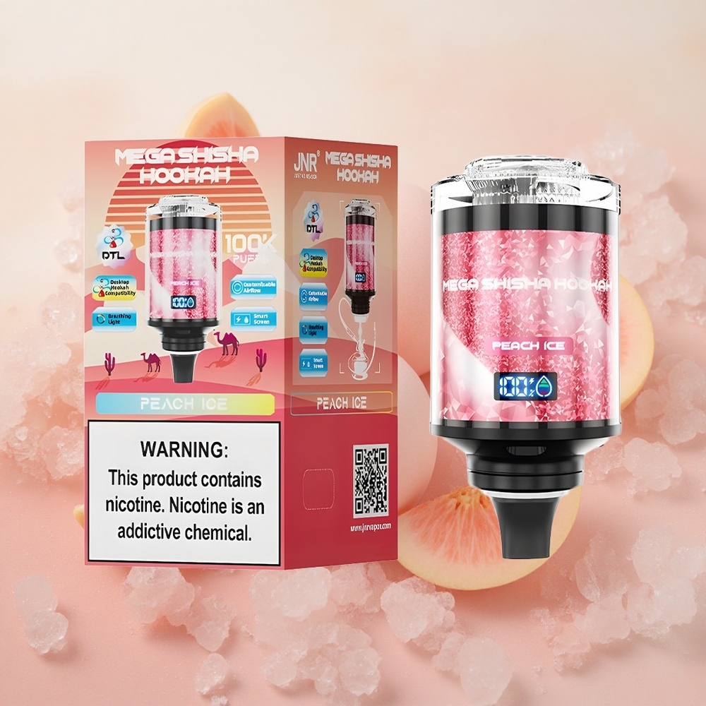 JNR Mega Shisha 100K 60ml E-liquid Capacity Peach Ice