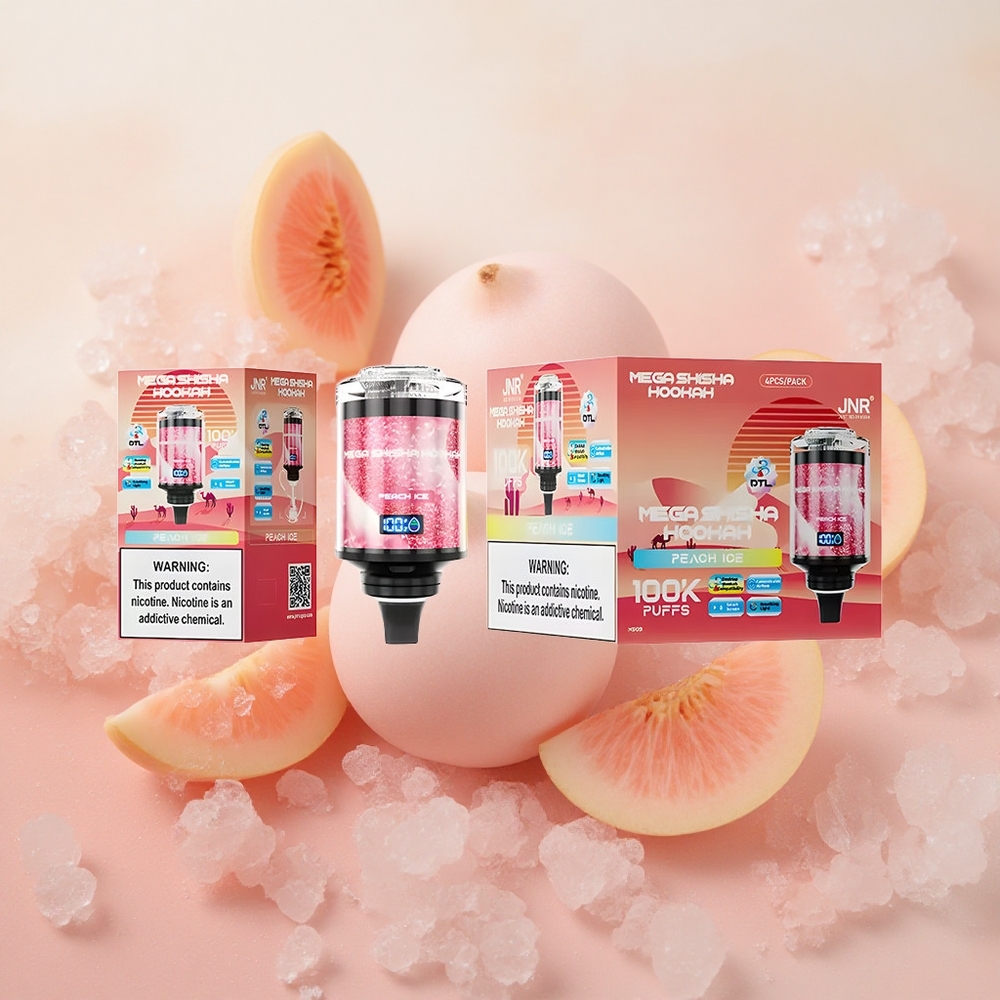 JNR Mega Shisha 100K 60ml E-liquid Capacity Peach Ice