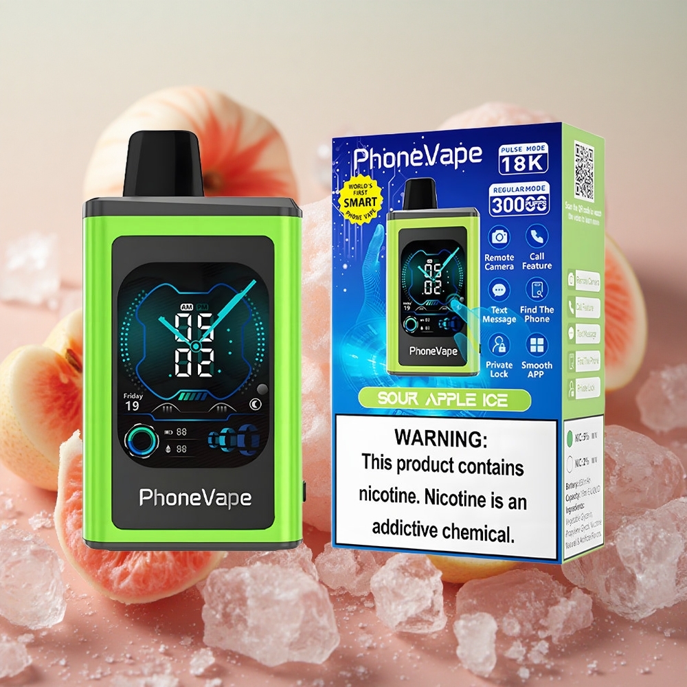 JNR PhoneVape 30000 Adjustable Airflow Full Display Sour Apple Ice