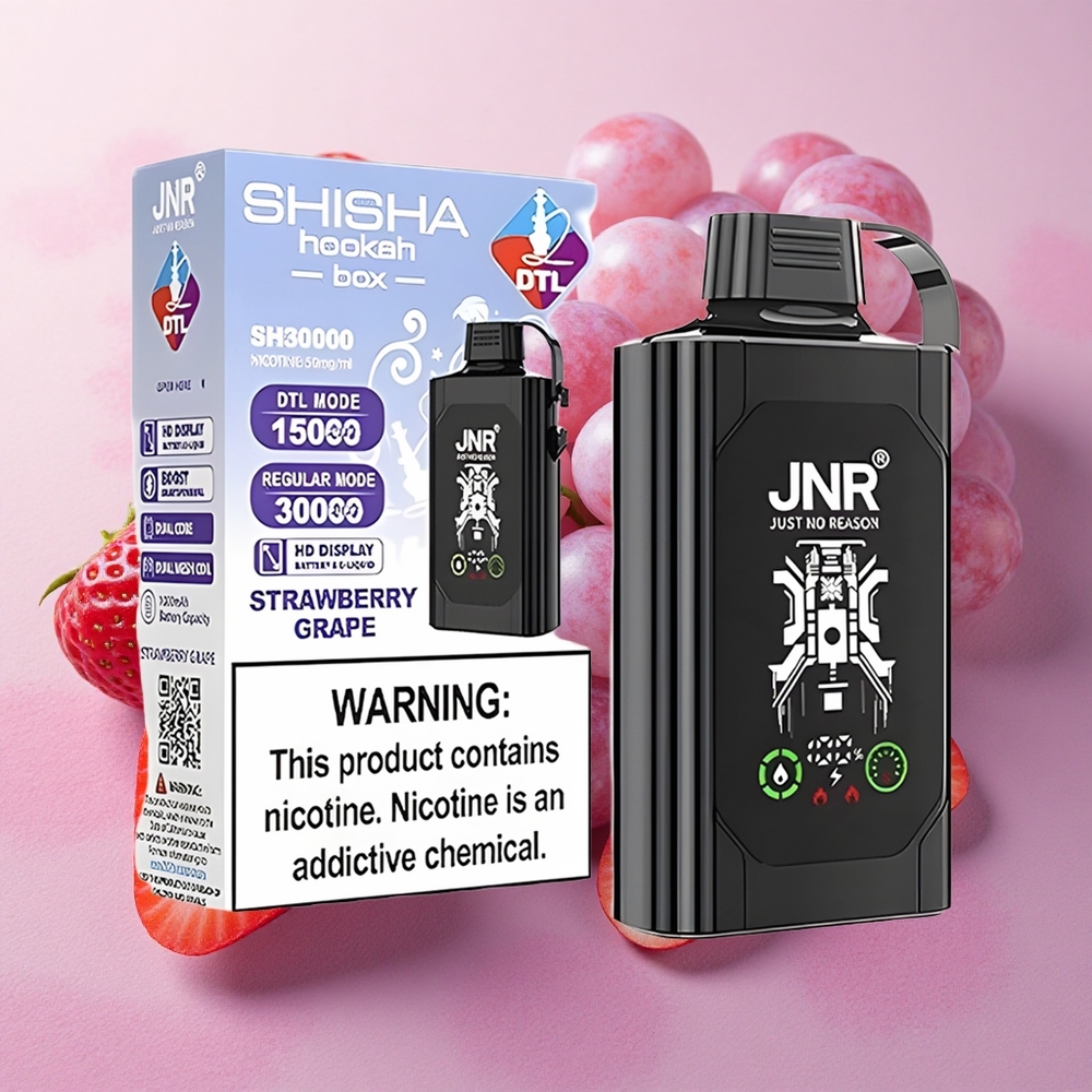 JNR Shisha Box 20500 Puffs HD Display Dual Mesh Strawberry Grape