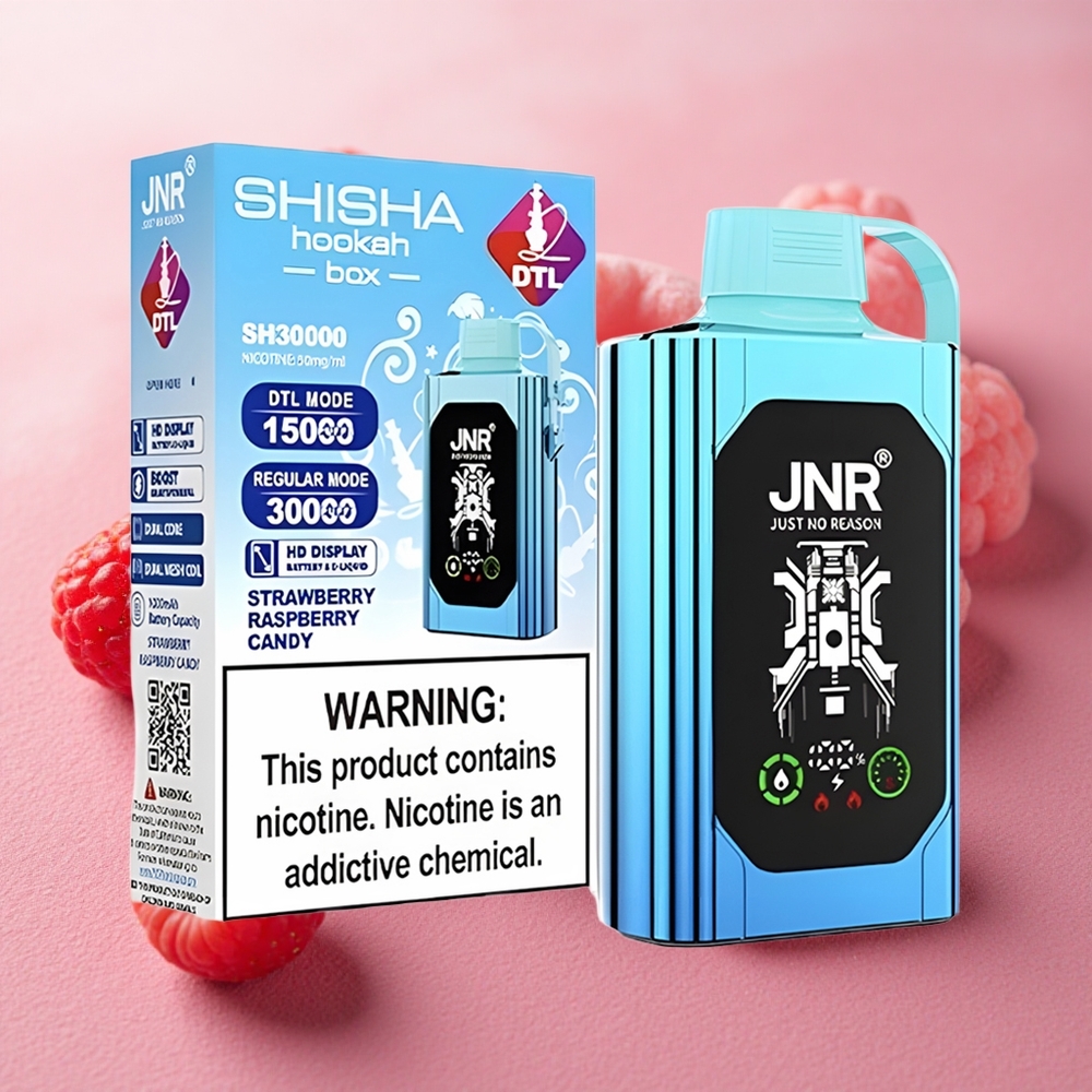 JNR Shisha Hookah 20500 Puffs Dual Mesh HD Display Strawberry Raspberry Candy