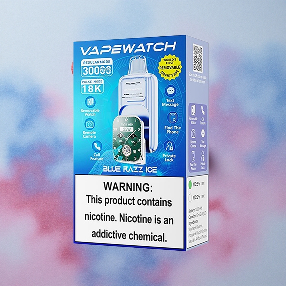 JNR VapeWatch 30000 Puffs 19ml E-liquid Capacity Dual Mesh Blue Razz Ice