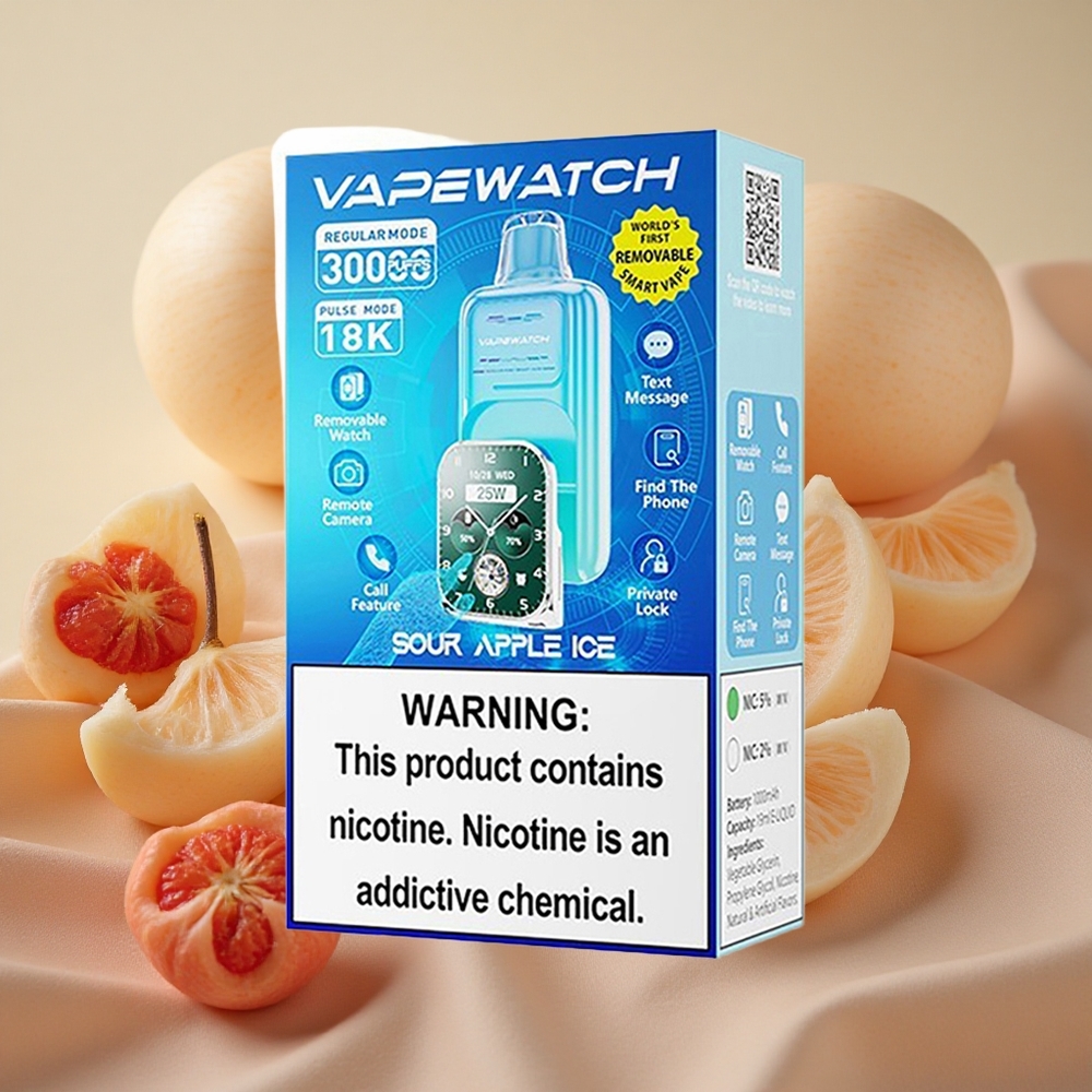 JNR VapeWatch 30000 Puffs 19ml E-liquid Capacity Dual Mesh Sour Apple Ice