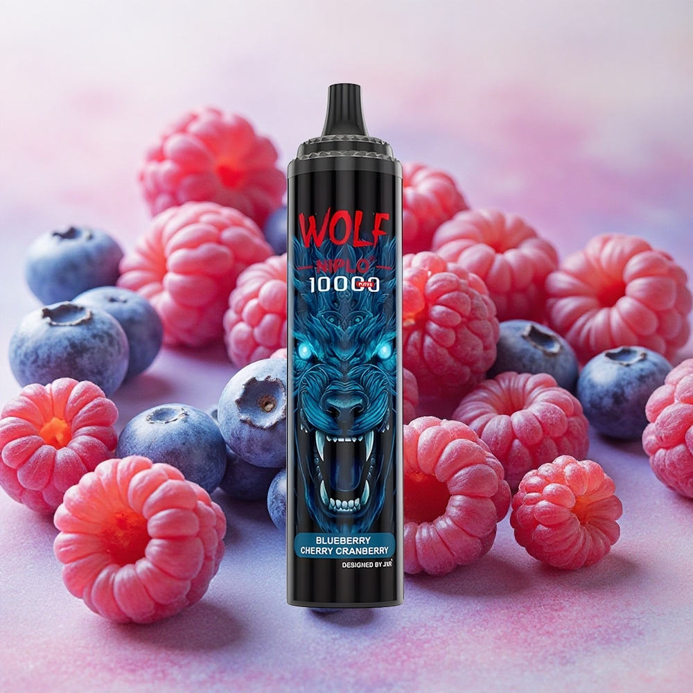 JNR Wolf Niplo 10000 Puffs Mesh Coil Blueberry Cherry Cranberry