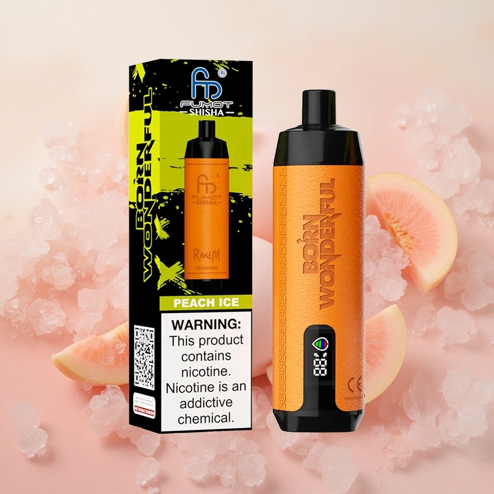 RandM Fumot Shisha 10000 Puffs 18ml E-liquid Capacity Disposable Vape Peach Ice