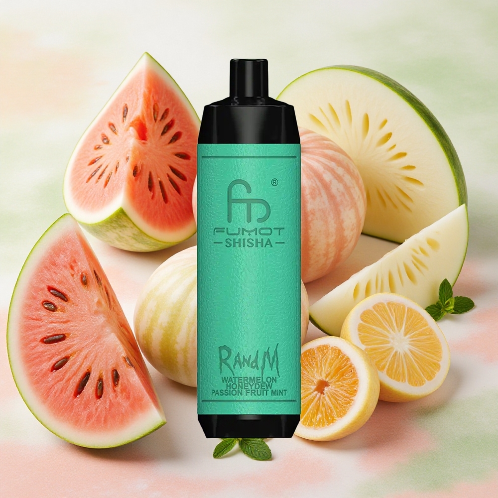 RandM Fumot Shisha 10000 Puffs 18ml E-liquid Capacity Watermelon Honeydew Passion Fruit Mint