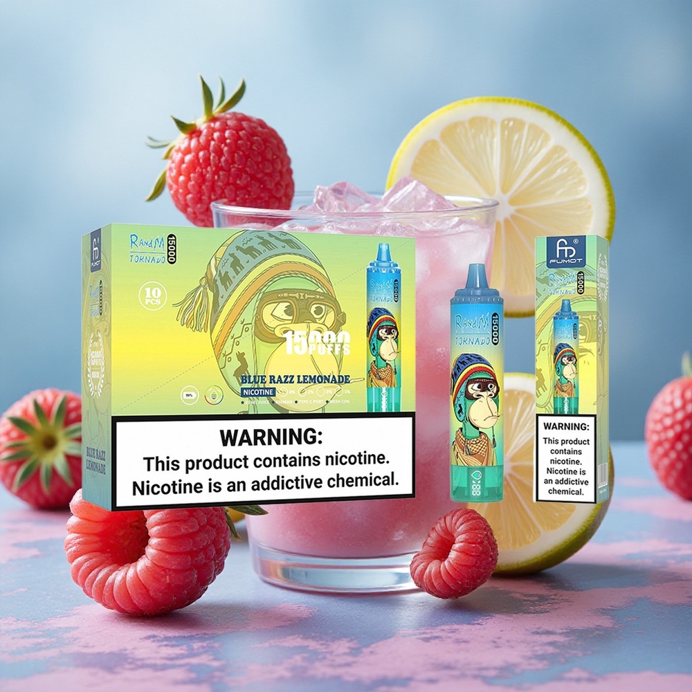 RandM Fumot Tornado 15000 Puffs 25ml E-liquid Capacity Blue Razz Lemonade