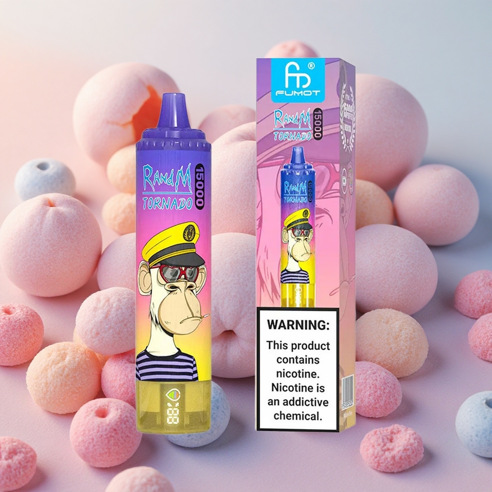RandM Fumot Tornado 15000 Puffs 25ml E-liquid Capacity Peach Blueberry Candy