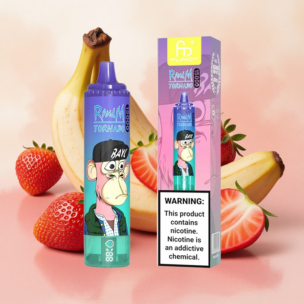 RandM Fumot Tornado 15000 Puffs 25ml E-liquid Capacity Strawberry Banana