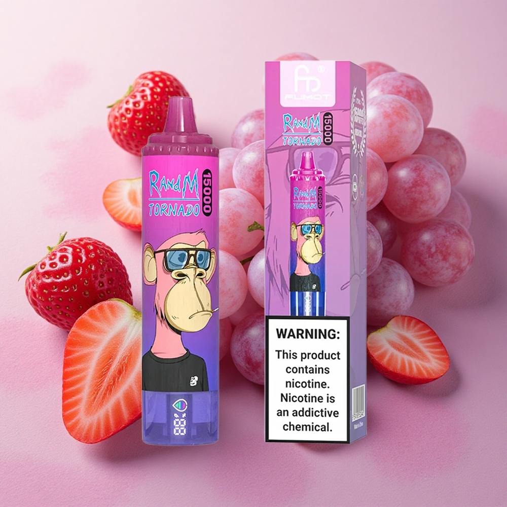RandM Fumot Tornado 15000 Puffs 25ml E-liquid Capacity Strawberry Grape