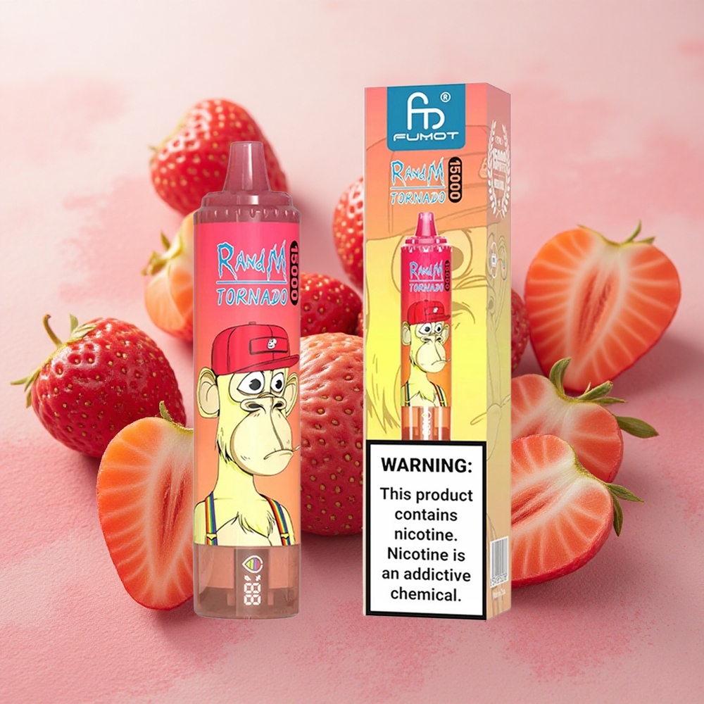 RandM Fumot Tornado 15000 Puffs 25ml E-liquid Capacity Strawberry Red Bull