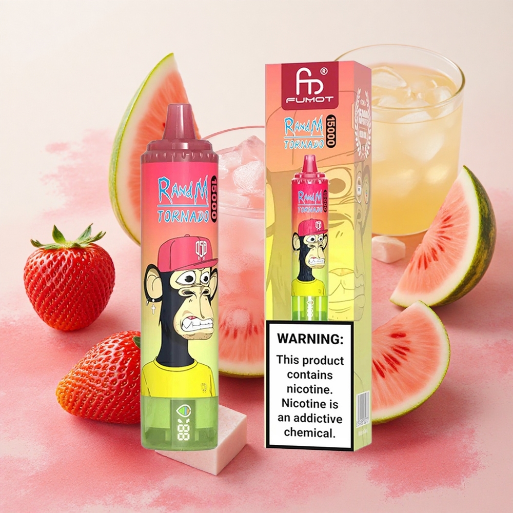 RandM Fumot Tornado 15000 Puffs 25ml E-liquid Capacity Strawberry Watermelon Lemonade