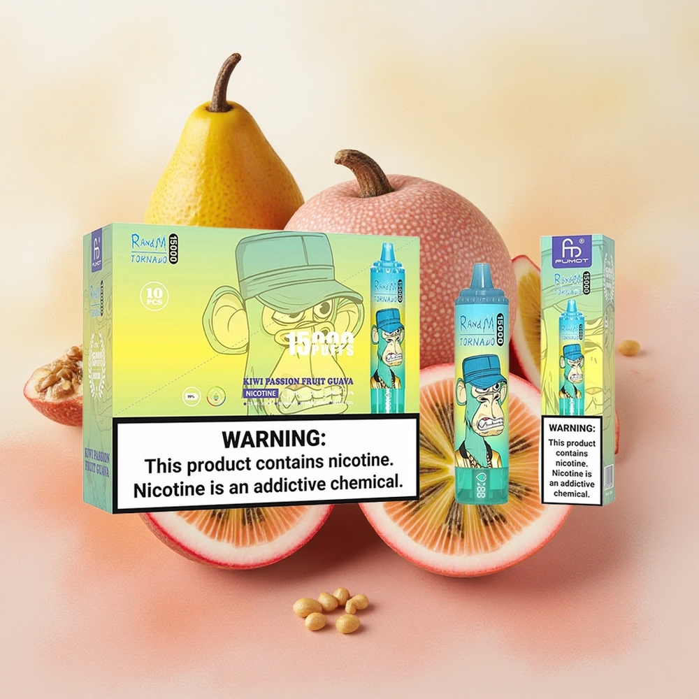 RandM Tornado 15000 Puffs 25ml E-liquid Capacity Mesh LCD Kiwi Passion Fruit Guava