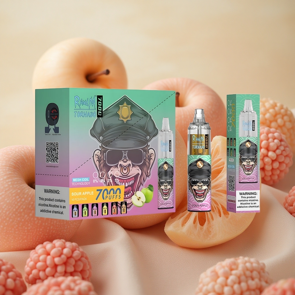 RandM Fumot Tornado 7000 Puffs 14ml E-liquid Capacity Air-Adjustable Sour Apple