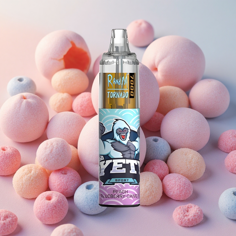RandM Fumot Tornado 7000 Puffs 14ml E-liquid Capacity Peach Blueberry Candy