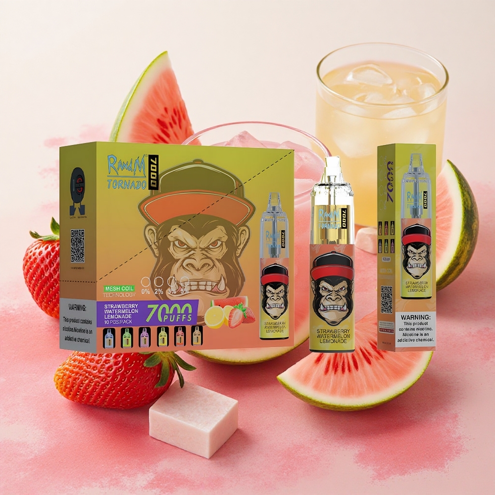 RandM Fumot Tornado 7000 Puffs 14ml E-liquid Capacity Strawberry Watermelon Lemonade