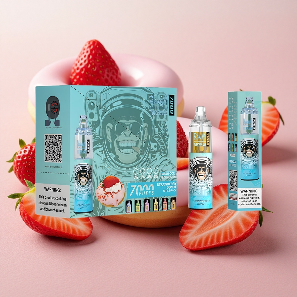 RandM Fumot Tornado 7000 Puffs Mesh Coil Air-Adjustable Strawberry Donut