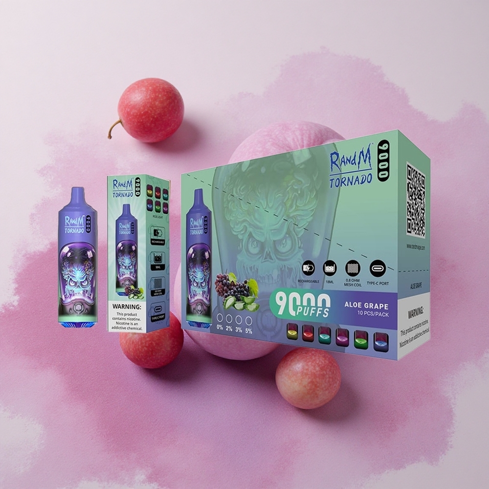 RandM Fumot Tornado 9000 Puffs 18ml E-liquid Capacity Mesh Aloe Grape