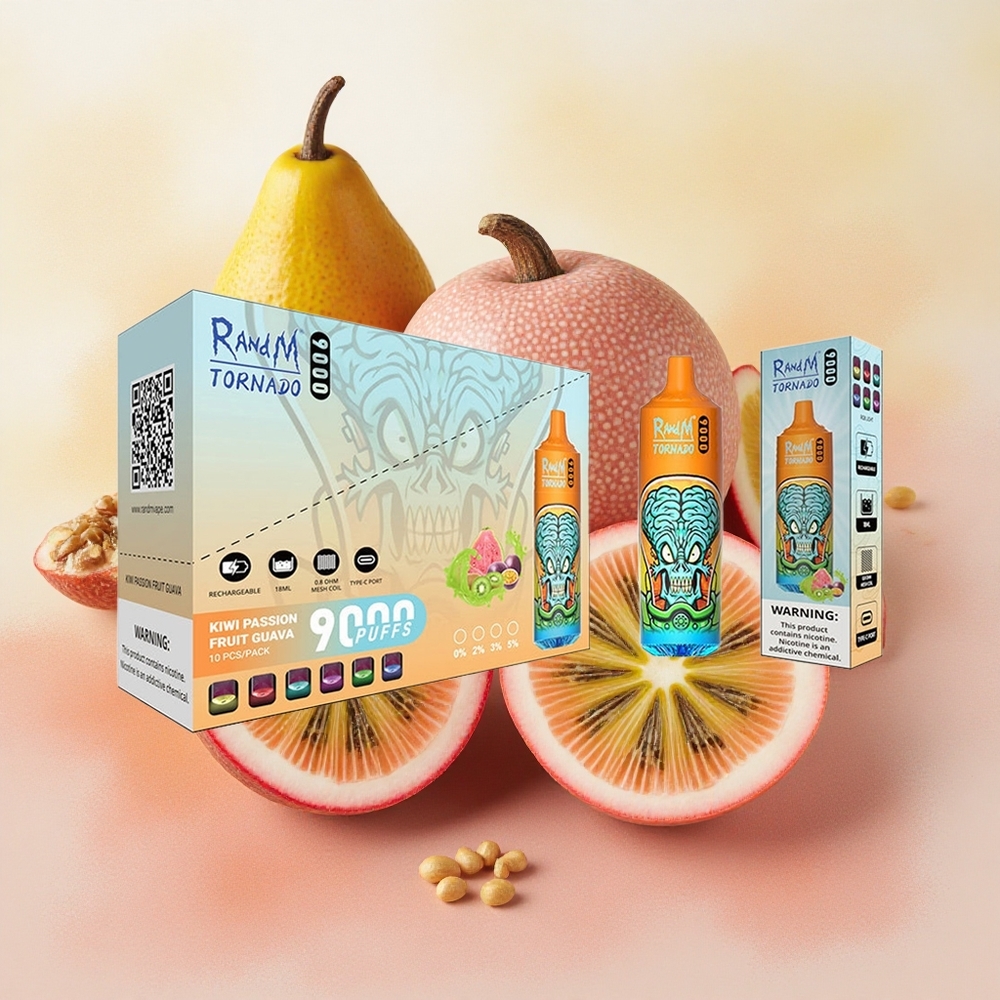 RandM Fumot Tornado 9000 Puffs 18ml E-liquid Capacity Mesh Kiwi Passion Fruit Guava