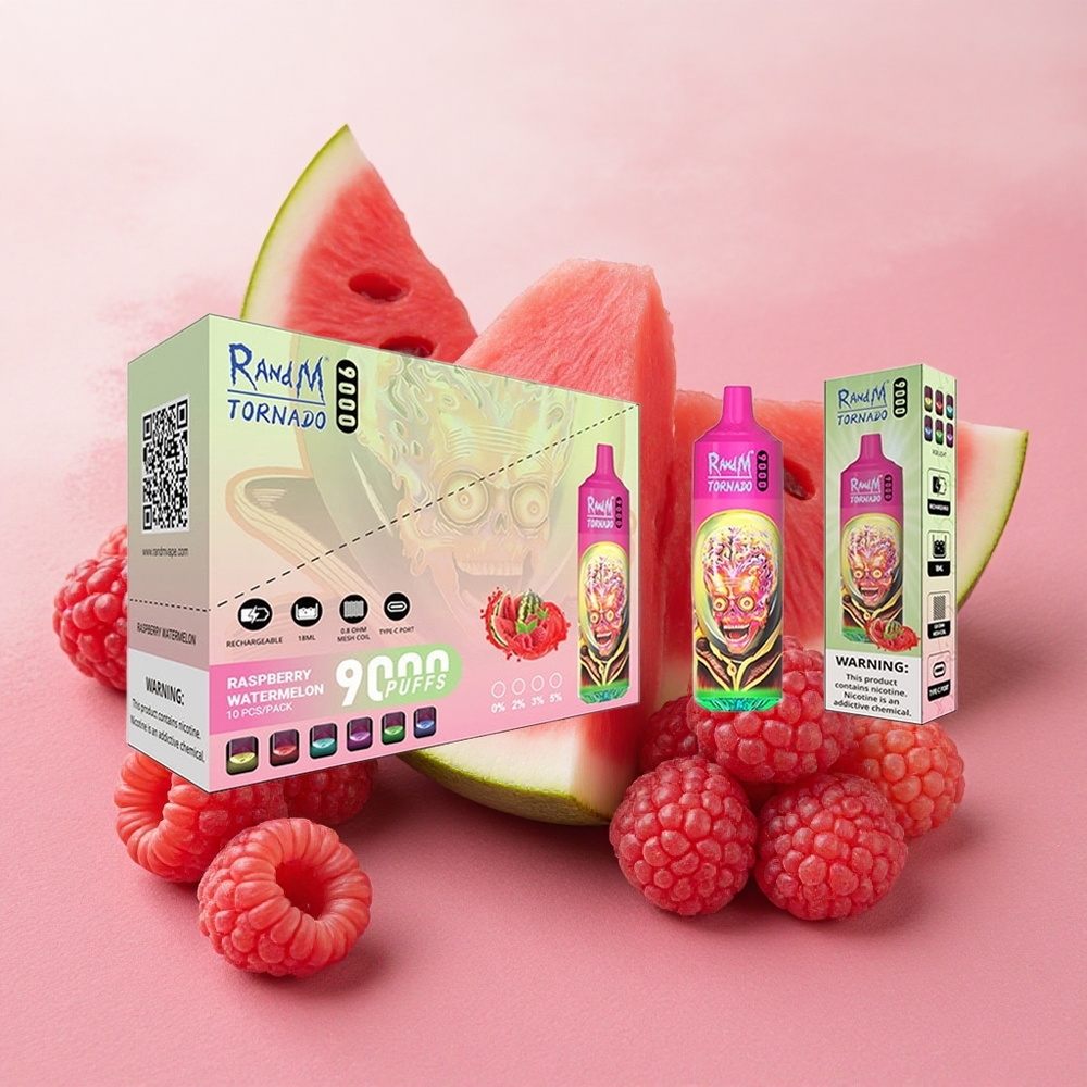 RandM Fumot Tornado 9000 Puffs 18ml E-liquid Capacity Mesh Raspberry Watermelon