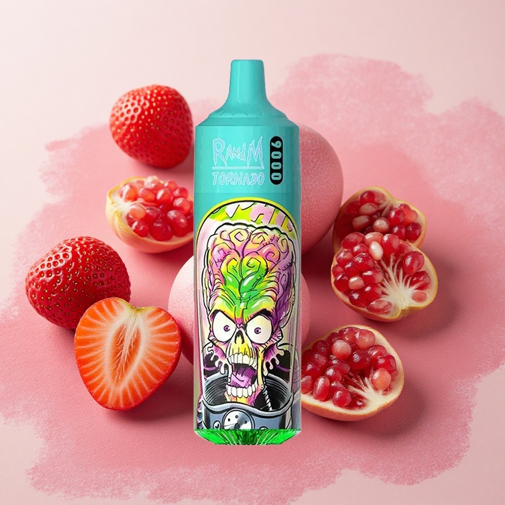 RandM Fumot Tornado 9000 Puffs 18ml E-liquid Capacity Mesh Strawberry Pomegranate