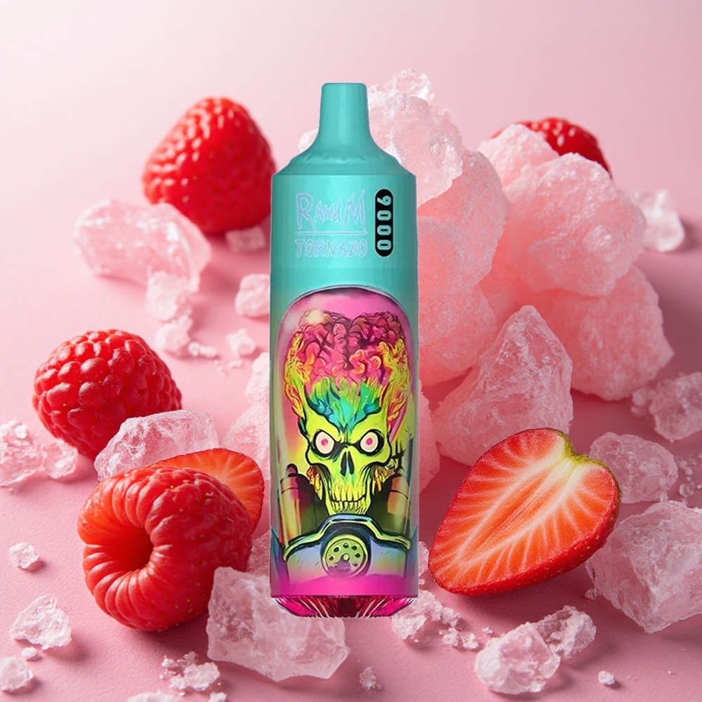 RandM Fumot Tornado 9000 Puffs 18ml E-liquid Capacity Mesh Strawberry Raspberry Cherry Ice