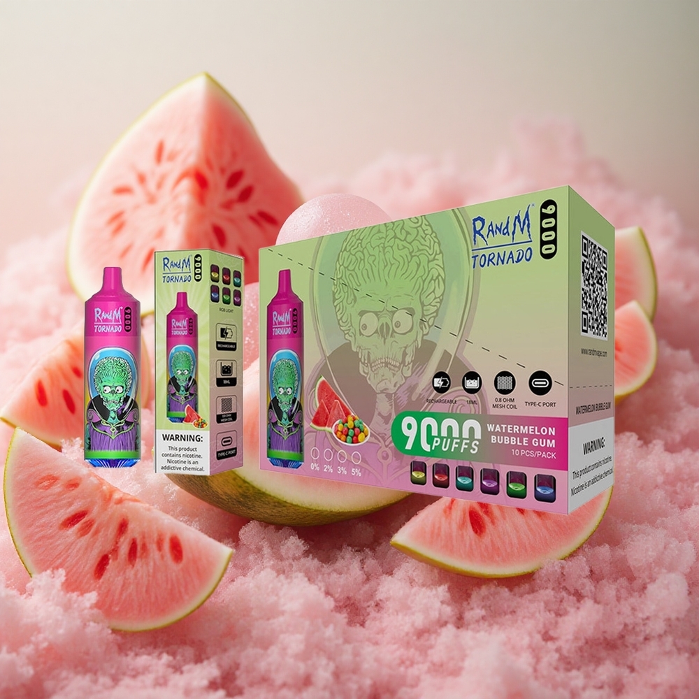 RandM Fumot Tornado 9000 Puffs 18ml E-liquid Capacity Mesh Watermelon Bubble Gum