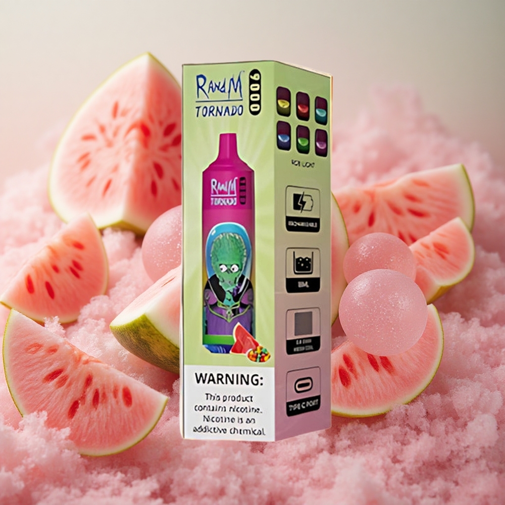 RandM Fumot Tornado 9000 Puffs 18ml E-liquid Capacity Mesh Watermelon Bubble Gum
