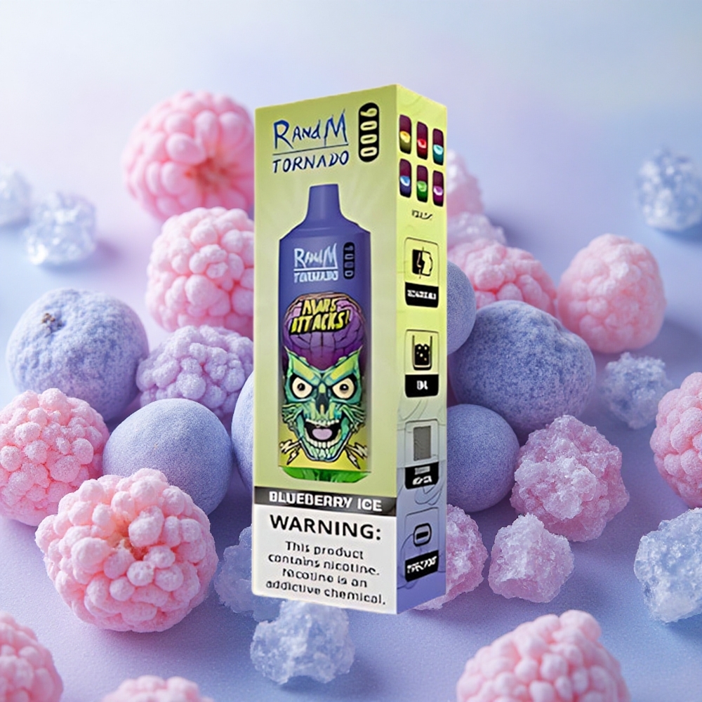 RandM Fumot Tornado 9000 Puffs RGB Display Blueberry Ice