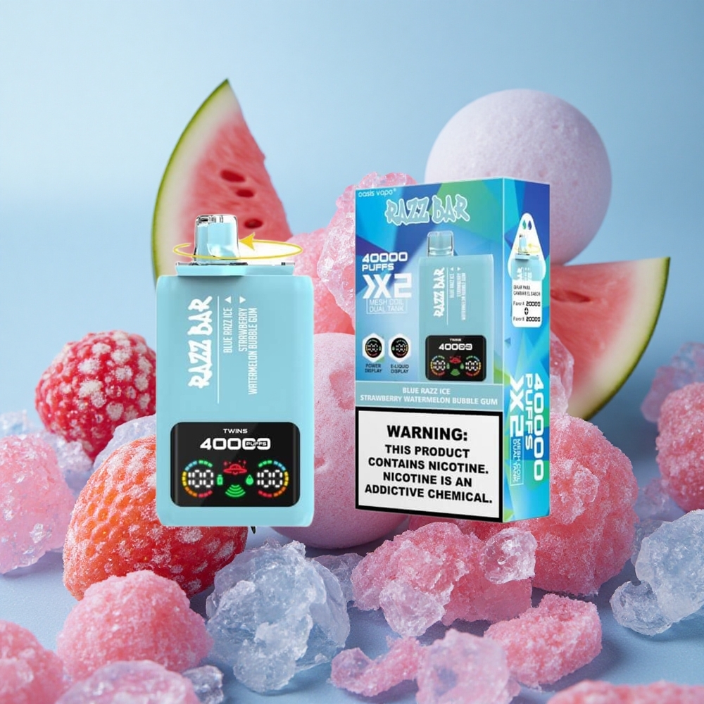 Razz Bar 40000 Puffs Power Screen Blue Razz Ice Strawberry Watermelon Bubble Gum