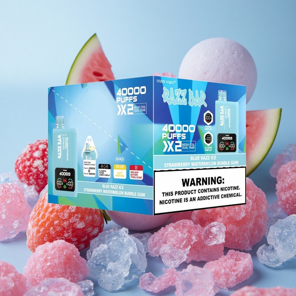 Razz Bar 40000 Puffs Power Screen Blue Razz Ice Strawberry Watermelon Bubble Gum