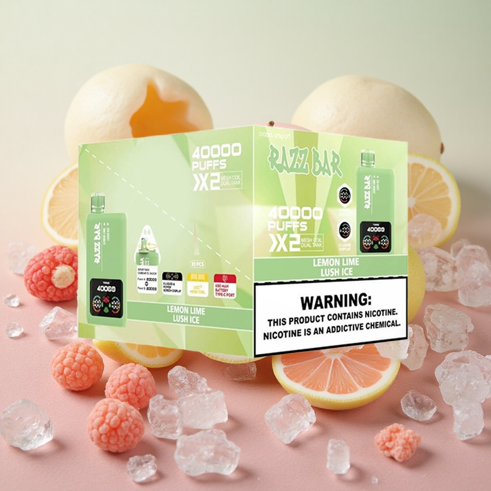 Razz Bar 40000 Puffs Power Screen Mesh Coil LEMON LIME_LUSH ICE