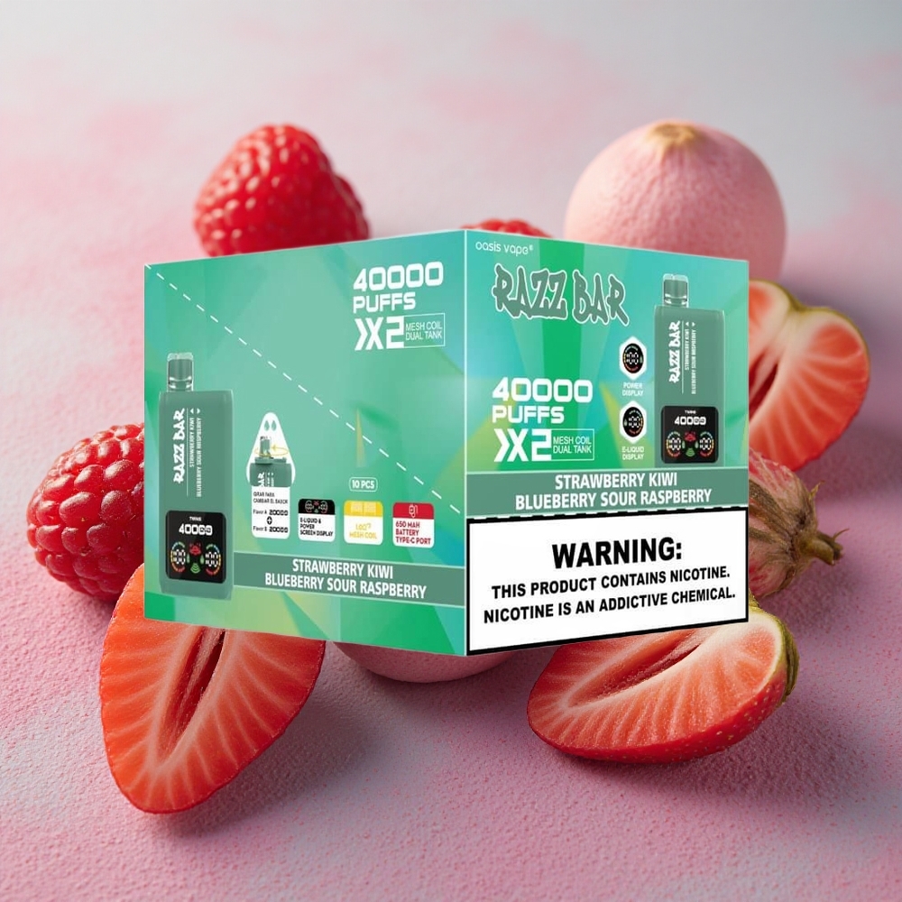 Razz Bar 40000 Puffs Power Screen Mesh Coil Strawberry Kiwi Blueberry Sour Raspberry