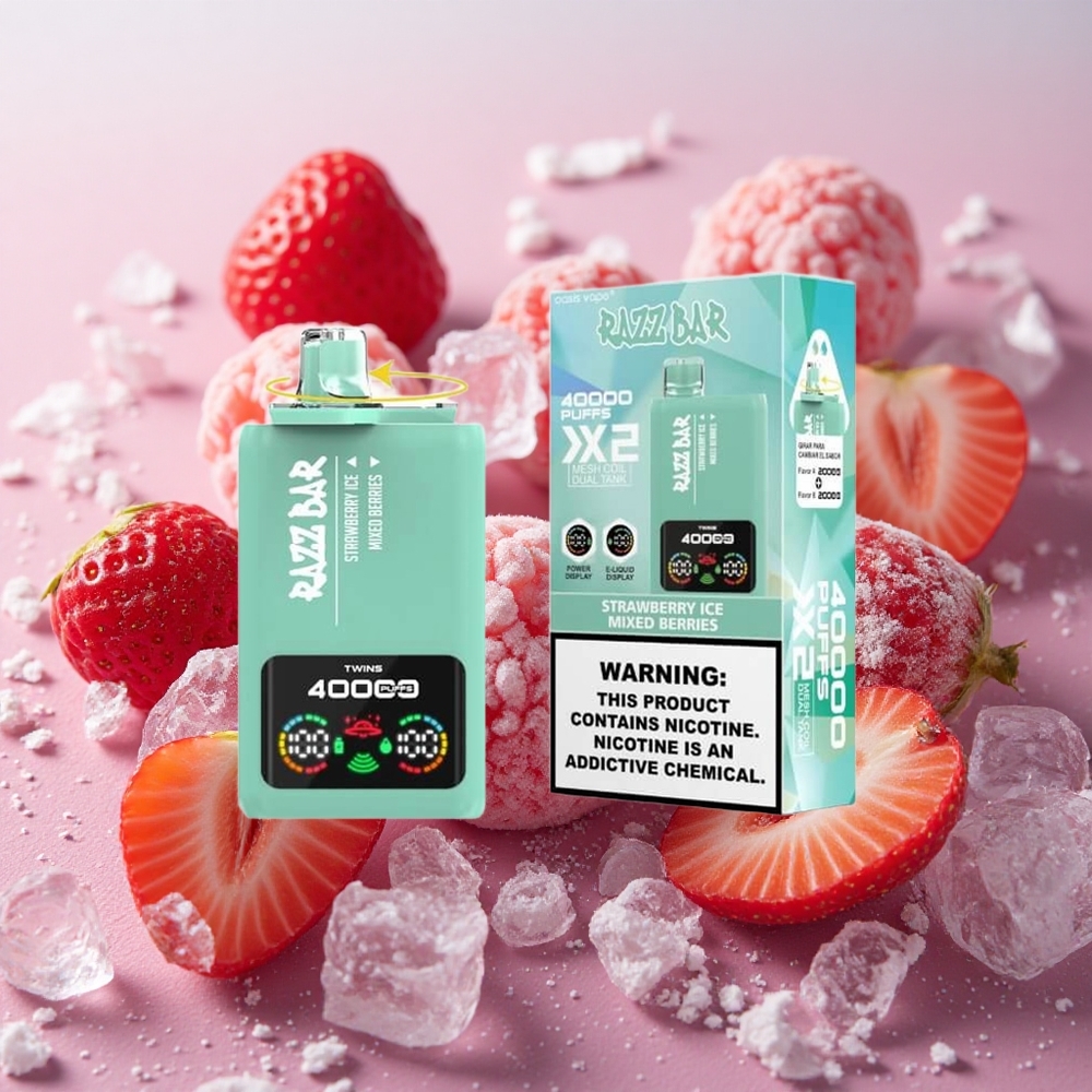 Razz Bar 40000 Puffs Power Screen Strawberry Ice Mixed Berries