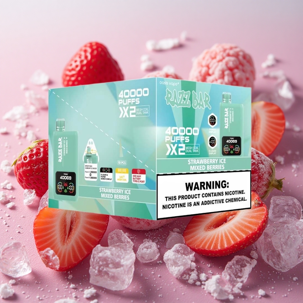 Razz Bar 40000 Puffs Power Screen Strawberry Ice Mixed Berries