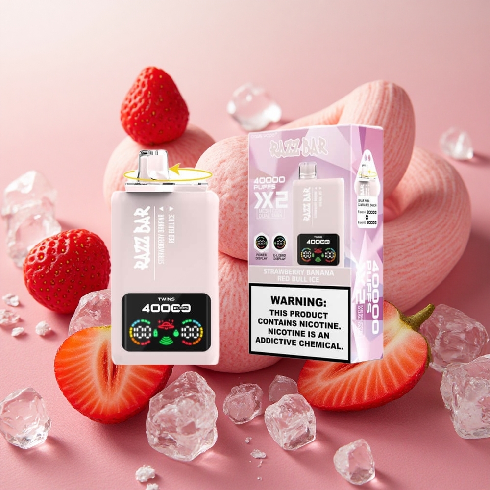 Razz Bar 40000 Puffs Power Screen Type-C Strawberry Banana Red Bull Ice