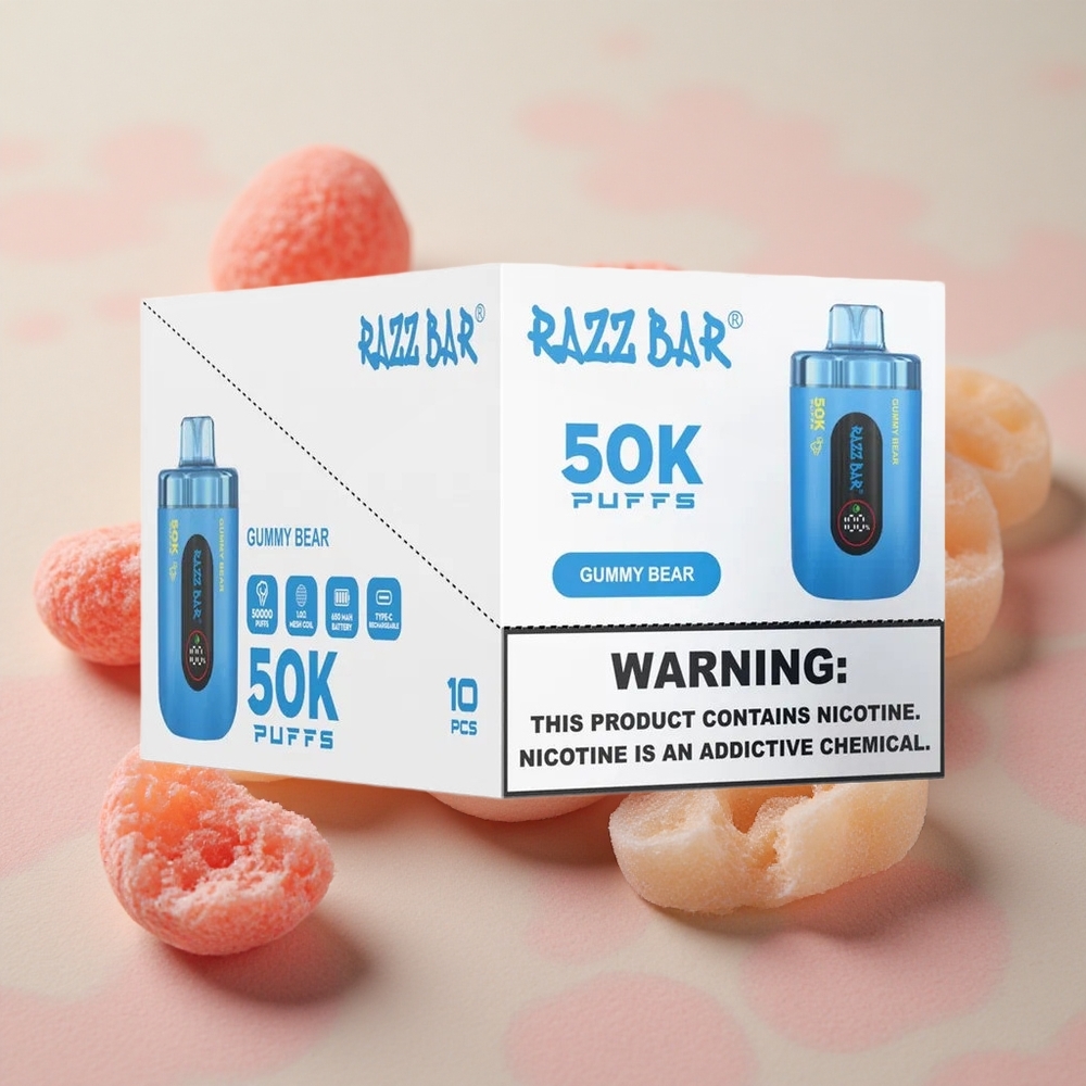 Razz Bar 50K Puffs 1.0 Ohm Mesh Gummy Bear