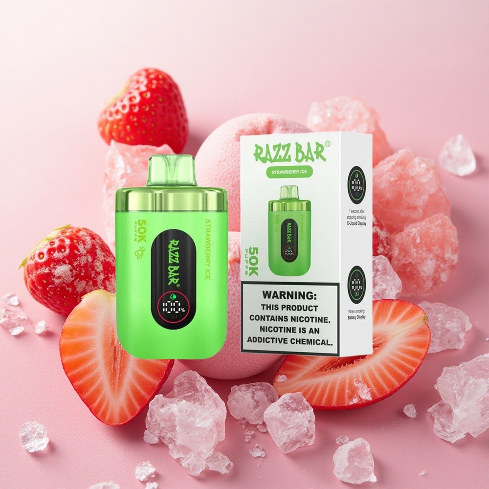 Razz Bar 50K Puffs 1.0 Ohm Strawberry Ice